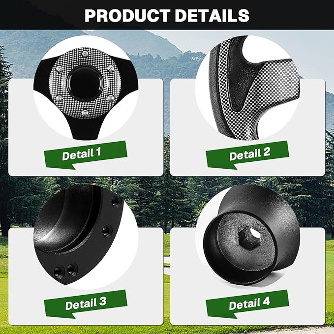 Golf Cart Accessories Steering Wheel D-bottom and Golf Adapter for Club Car PRECEDENT Golf Carts Adapter Skid-(5156black gray)