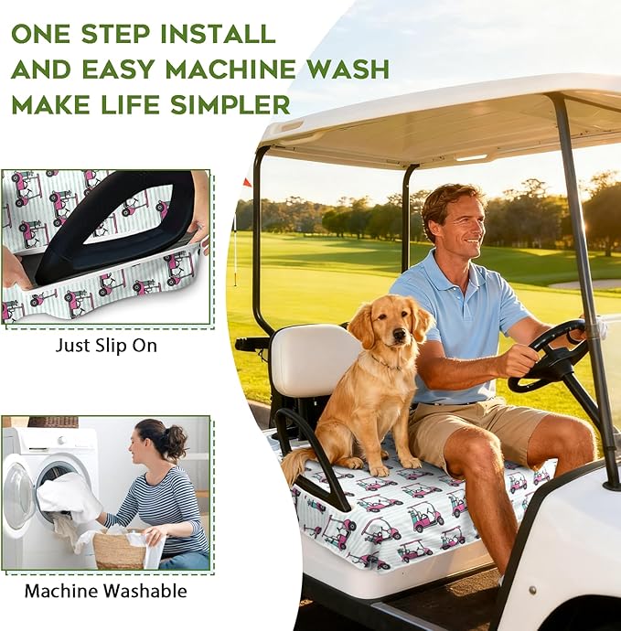 Golf Cart Seat Covers Club Car Golf Cart Accessories for Men Women Golf Carts Seat Towel Blanket 2-Seat Golf Cart Decorations