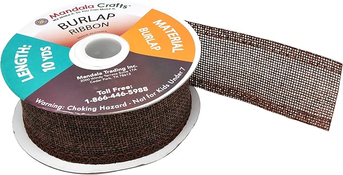 Mandala Crafts Brown Burlap Ribbon 1.5 Inches Wide Jute Ribbons - Image 4