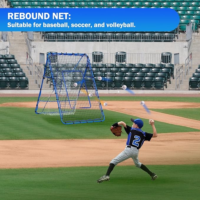 Volleyball Baseball Rebounder Net, Softball Rebounder Pitchback Net Quick Adjustments, Quick Adjustments Lacrosse Bounce Back Practice Equipment, Ideal for Outdoor Indoor and Backyard Training