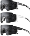 3 Pack Polarized Sunglasses for Men Women, Sports Mens Sunglasses with UV Protection for Baseball Cycling Running