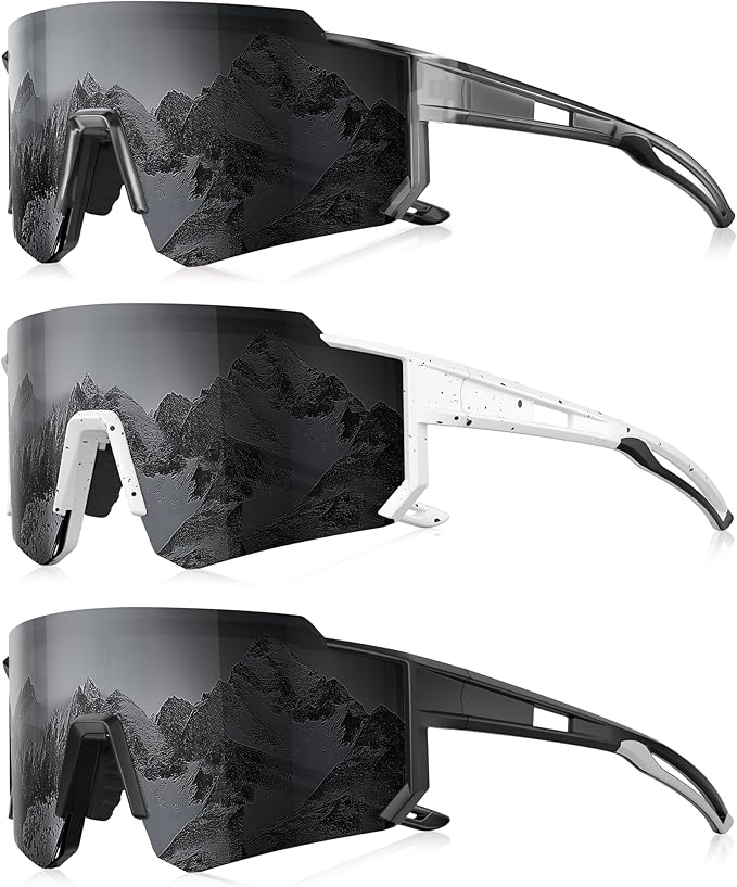 3 Pack Polarized Sunglasses for Men Women, Sports Mens Sunglasses with UV Protection for Baseball Cycling Running