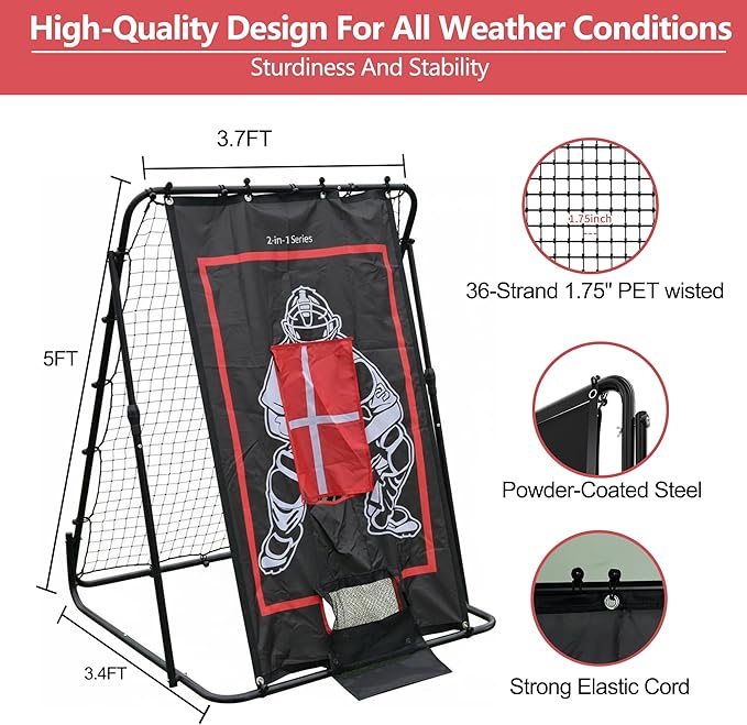 Garvee 2-in-1 Baseball Pitching and Rebounder Net, with Zone – Pitchback Trainer for Throwing, Fielding, and Practice Drills