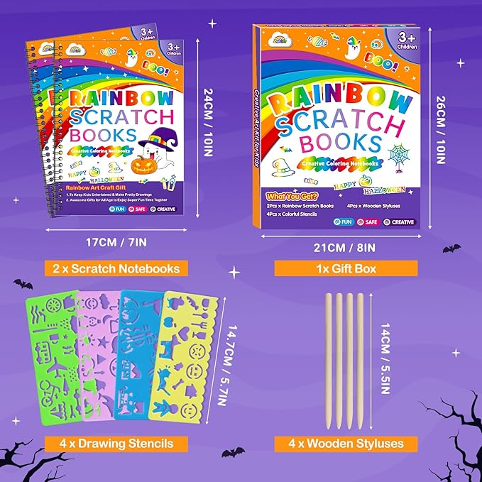 ZMLM Scratch Paper Art Craft: 2 Pack Rainbow Scratch Set - Image 4