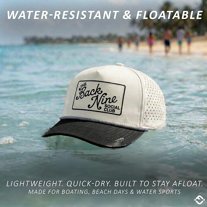 Funky Junque Performance Waterproof Golf Rope Hat – Cool Breathable Workout 5 Panel Snapback Cap for Men