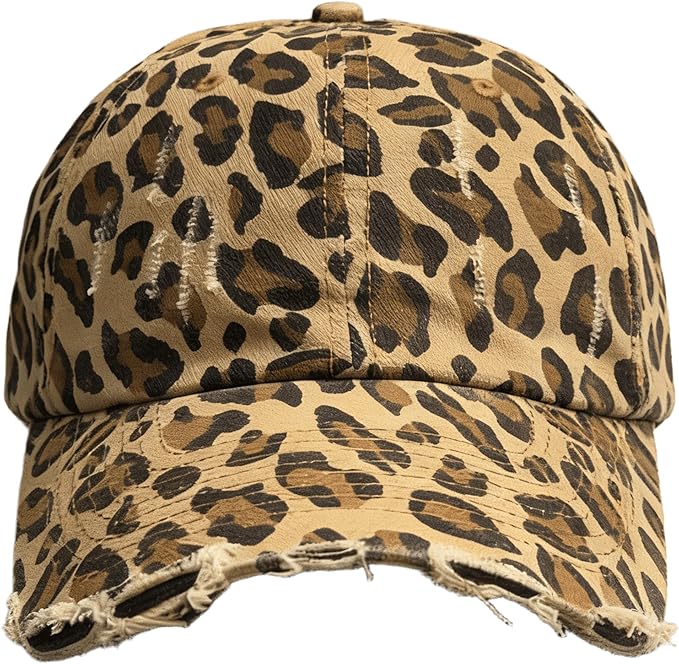 Baseball Hats for Women Men Adjustable Leopard Print Dad Trucker Hat Cotton Sun Protection Caps Sports Golf Medium