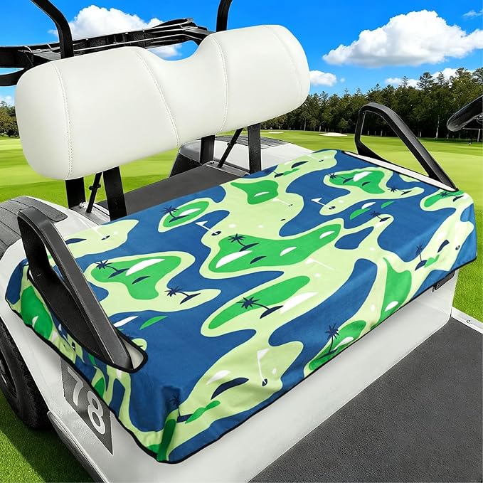 Golf Cart Seat Covers Club Car Golf Cart Accessories for Men Women Golf Carts Seat Towel Blanket 2-Seat Golf Cart Decorations