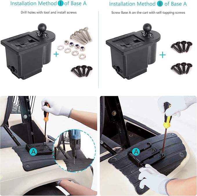 10L0L Golf Cart Ball and Golf Club Head Cleaner/Washer 2-in-1 with Universal Bracket-Removable-Fits EZGO TXT RXV & Club Car DS Precedent & Yamaha Models