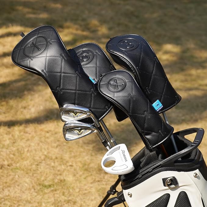 Craftsman Golf Modern Style Premium Black Golf Headcover for 3 5 7 Woods and Driver Hybrids