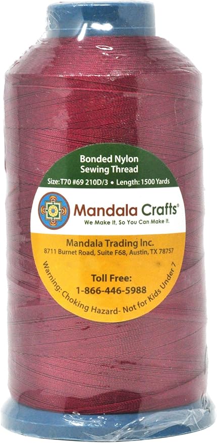 Mandala Crafts Bonded Nylon Thread Maroon Heavy Duty Sewing Threads - Image 2