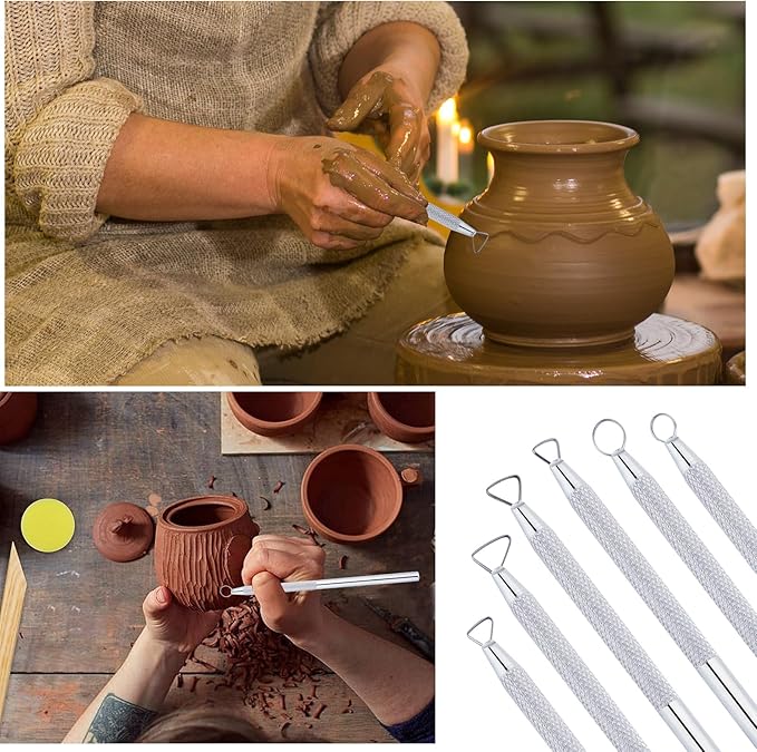 6Pcs Clay Tools Pottery Tools Clay Sculpting Tools Mini Ribbon Cutter Metal - Image 6