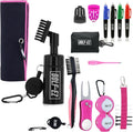Golf Essentials Kit | Must-Have Accessories – Water Brush, Towel, Club Brush, Ball Marker, Divot Repair Tool, Ball & Tee Holder, Golf Gifts for Men & Women
