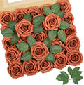 AmyHomie Artificial Flowers Burnt Orange Rose 25pcs Real Looking Fake Roses by AmyHomie