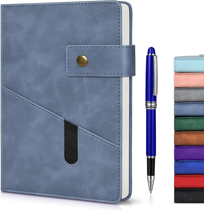 Blue A5 Lined Leather Journal Notebook by vfaejll