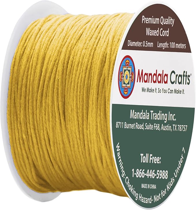 Mandala Crafts 0.5mm 109 Yards Light Gold Cotton Waxed Cord - Image 2