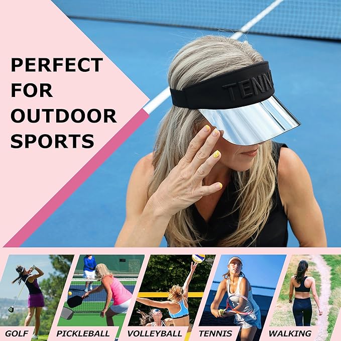 Funky Junque Women's UV 50 Adjustable Sun Visor - Golf Tennis Pickleball - Sports Themes Solid Colors Easter Pastels