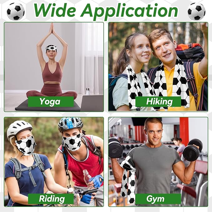 30Pcs Soccer Cooling Towels for Neck and Face 40 x 12 Inch Ball Sports Team Gifts Workout Ice Towel for Gym Sweat Microfiber Breathable Chilly Bulk Neck Wraps for Athletes Camping Travel Outdoor