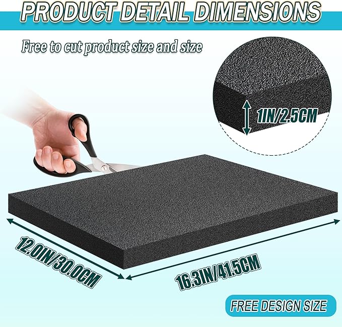 Black Packing Foam Sheets- 8PCS Cuttable Polyurethane Foam Pads Polyurethane - Image 2