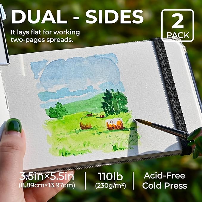 Funto Watercolor Journal, 2 Pack, 24 Sheets Each, Cold-Pressed - Image 2