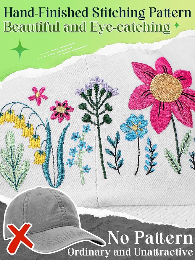 Biggun Trendy Embroidered Baseball Cap for Girls Women Men - Adjustable Soft Breathable Hats for Casual Wear