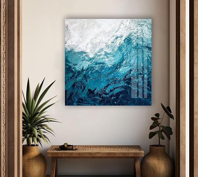 My Photostation.com Round 24'' Blue Waves Abstract Glass Wall ArtTempered Glass - Image 3