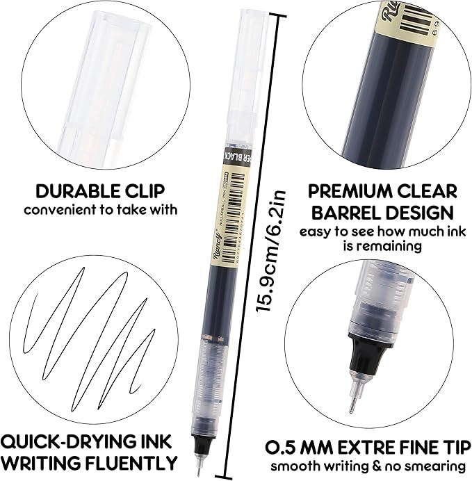 RIANCY Liquid Ink Rollerball Gel Pens, 0.5mm Extra Fine Point Tip, 24ct - Image 8