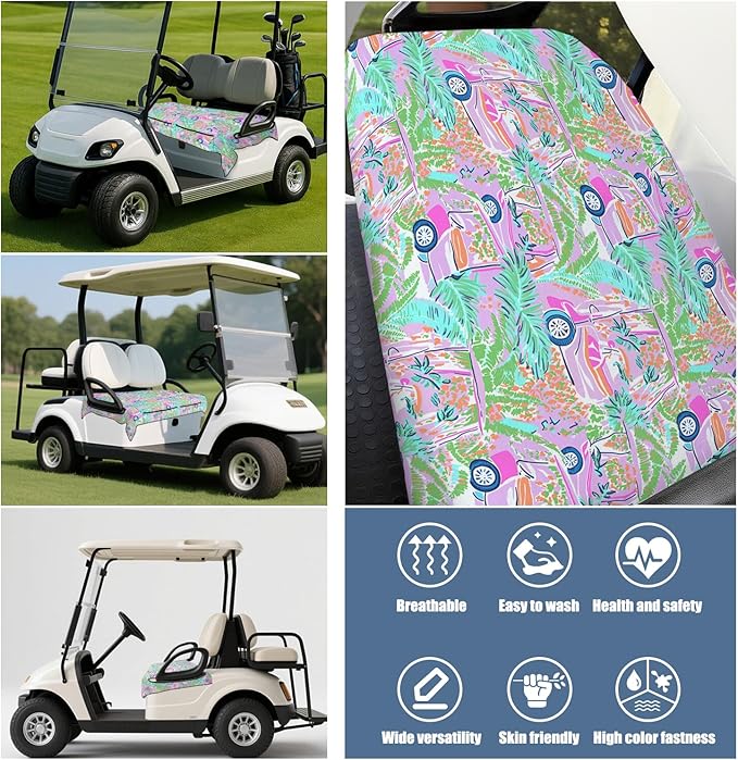 Golf Cart Seat Covers, Golf Cart Seat Towel Blanket for 2-Seat Golf Carts, Breathable Golf Cart Seat Cushions Golf Club Car Accessories 51'' x 31''