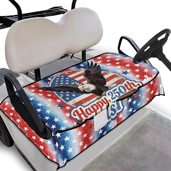 Golf Cart Seat Covers, Universal Golf Cart Seat Towel Blanket with 4 Front Pockets & Nonskid Bottom Fits for Club Car 2 Person Seats Golf Carts