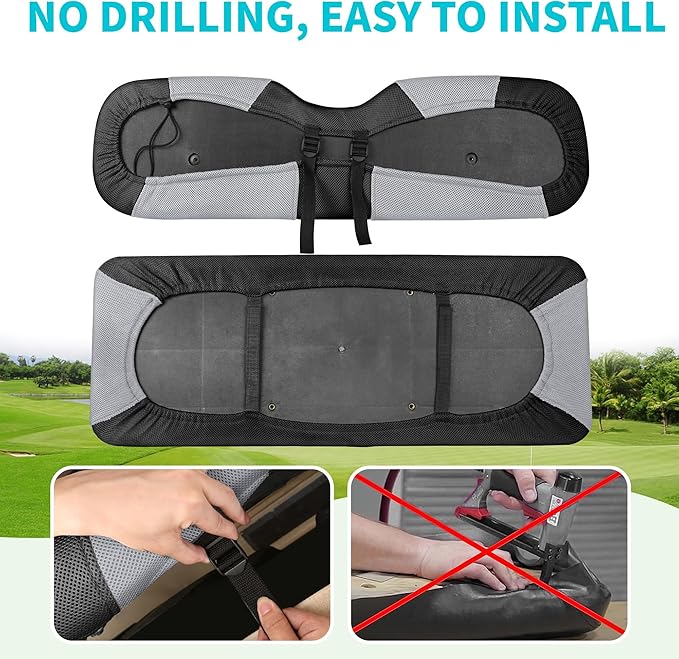 10L0L Universal Golf Cart Rear Seat Cover Dress UP Older Golf Cart Durable Breathable Material Fit Like a Glove for Yamaha EZGO and Club Car, Easy to Install