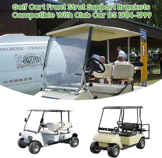 10L0L Golf Cart Front Roof Strut Brackets for Club Car DS (84-99) with Steel Screw Bushings Repair Kit, Heavy Duty Strut Support Reinforcement Repair