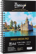 Bianyo Mixed Media Paper Pad, 60 Sheets/Each, 123 LB/200 GSM, Spiral-Bound Pad by Bianyo