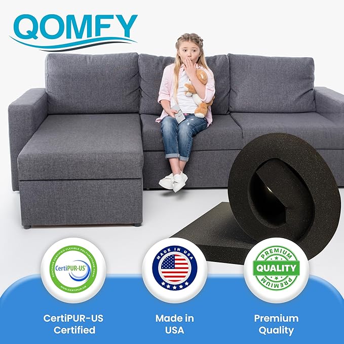QOMFY 4" Height x 18" Width x 42" Length Charcoal Upholstery Foam Sheet | Made - Image 8