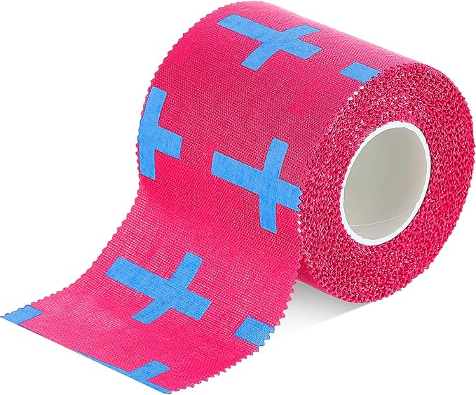 TrelaCo 1 Pcs Wrist Tape Baseball Cross Athletic 2in x 23ft Cotton Cross Wrist Tape Serrated Edges for Fingers Ankles Injury Wrap, Football Baseball Hockey Soccer (Rose Red)