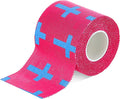TrelaCo 1 Pcs Wrist Tape Baseball Cross Athletic 2in x 23ft Cotton Cross Wrist Tape Serrated Edges for Fingers Ankles Injury Wrap, Football Baseball Hockey Soccer (Rose Red)