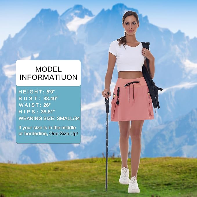 MIVEI Skorts for Woman - Hiking Cargo Skorts with Zipper Pockets, High Waisted Quick Dry Golf Workout, Dressy Casual