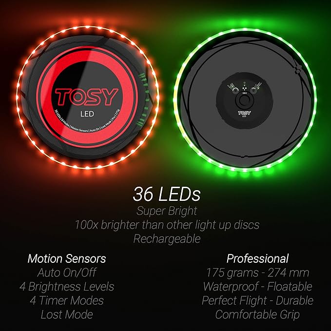 6 of TOSY Flying Disc 36 LEDs, Extremely Bright, Smart Modes, Auto Light Up - Image 3