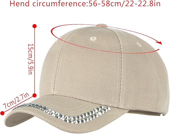 Hoce Fashion Rhinestone Denim Baseball Cap Studded Bling Hat for Women