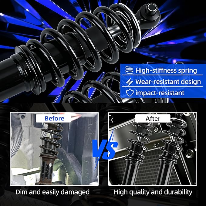 Golf Cart Front Shock Absorbers Fit Yamaha G29/Drive 2007-2016 Gas and Electric Models, Replace OEM# JW2-F3390-00 JW2-F3350-00, 2PCS (1 Passenger and 1 Driver Side)