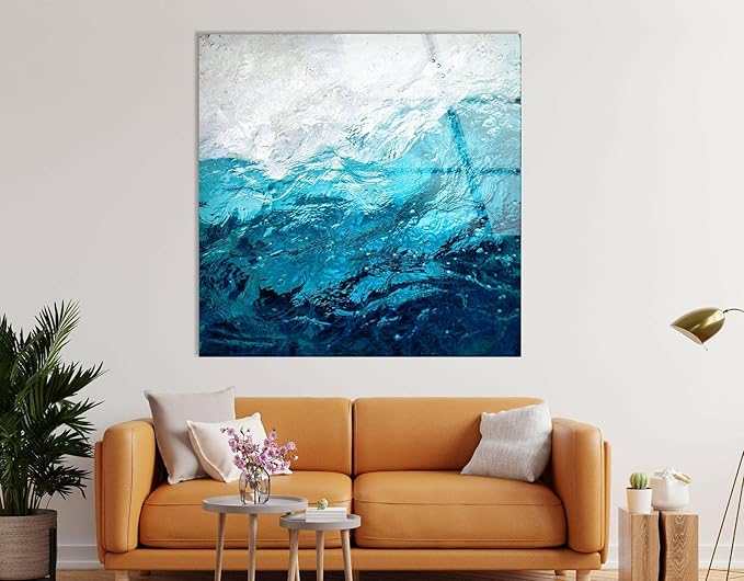 My Photostation.com 60WX40H'' Blue Waves Abstract Glass Wall ArtTempered Glass - Image 8