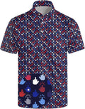 Golf Polo Shirts for Men Funny Print Short Sleeve Golf Shirts Performance Golf Polos