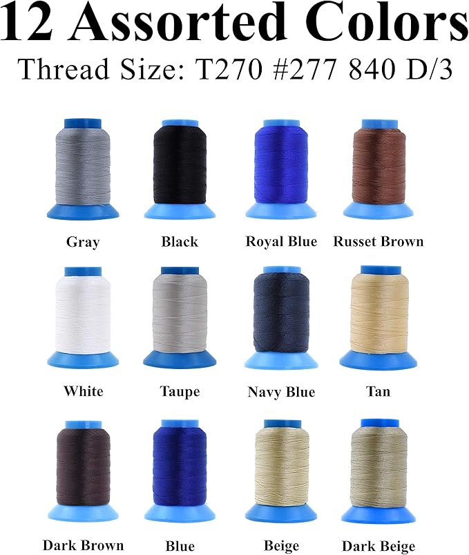 Mandala Crafts Bonded Nylon Thread 12 Neutral Colors Heavy Duty Sewing Threads - Image 2