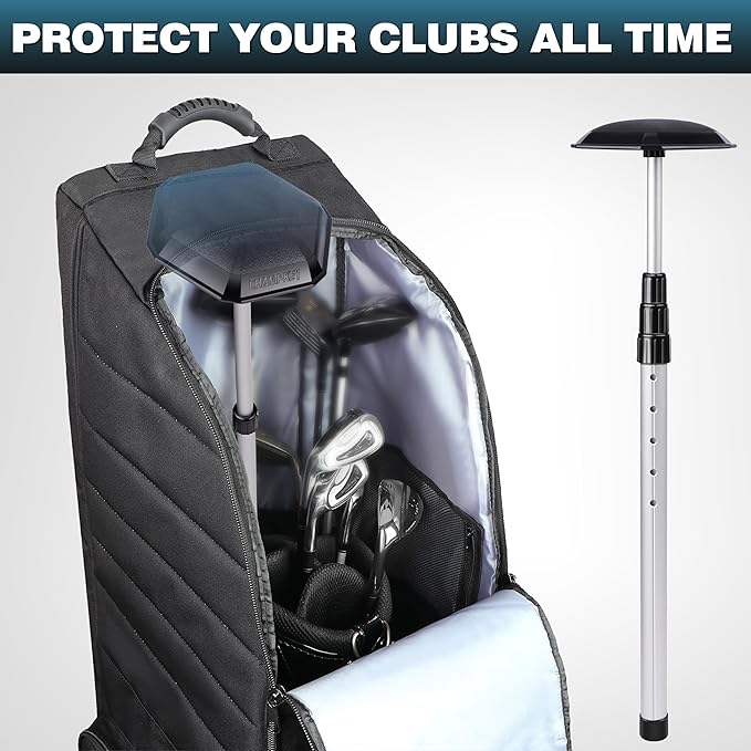 CHAMPKEY Professional Golf Travel Bag Support Rod - Sturdy Aluminum Alloy Golf Support System - Rubber Top Cover Golf Support Stick