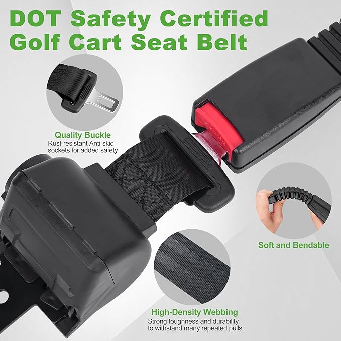 10L0L Retractable Golf Cart Seat Belts - Universal Retractable Seat Belts for Yamaha EZGO, Club Car, Go Kart, UTV