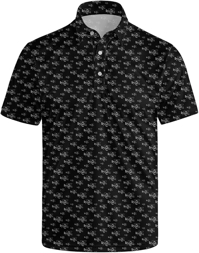Golf Polo Shirts for Men Funny Print Short Sleeve Golf Shirts Performance Golf Polos