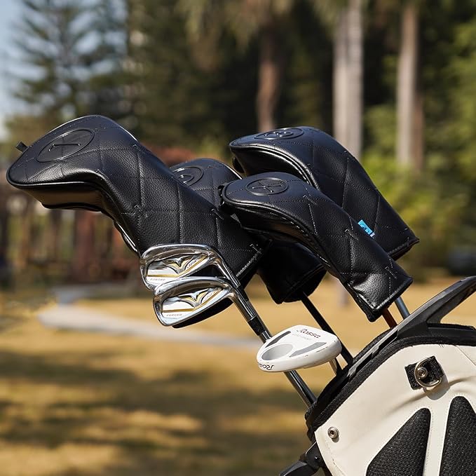 Craftsman Golf Modern Style Premium Black Golf Headcover for 3 5 7 Woods and Driver Hybrids