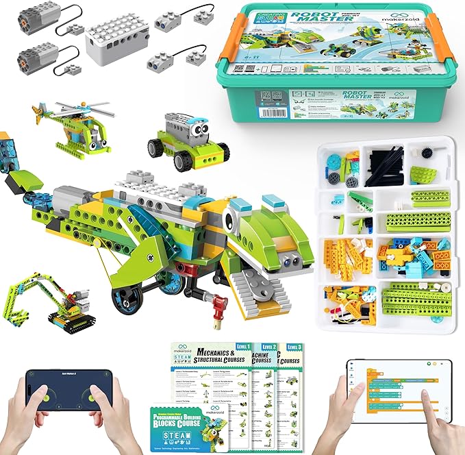 Coding Robot Kit for Kids Ages 6+, 200+ in 1 APP Control Dinosaur Robot Toy by Makerzoid