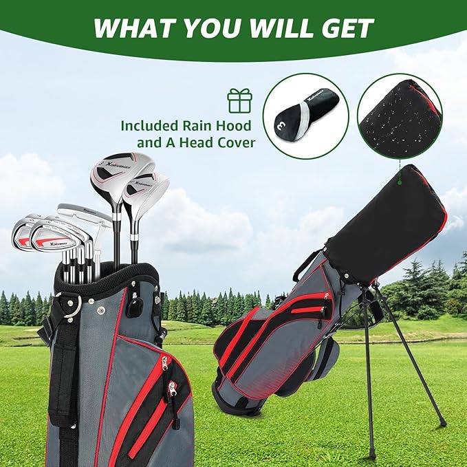 XDriveMax 8-Piece Right Hand Complete Golf Club Set for Men & Women: Wood, Hybrid, Irons, Putter & Bag - Beginner Friendly, High Distance & Accuracy
