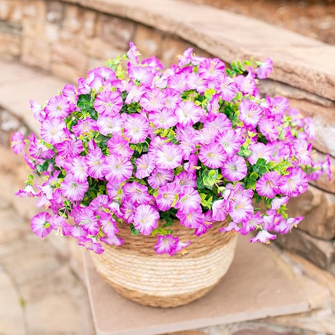 Artificial Flowers Fake Plants for Outdoors Decoration, 12 Bundles Purple Silk - Image 8