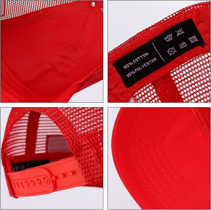 USA Trucker Hat for Men & Women American Flag Cap Adjustable Baseball Cap Mesh Snap Patriotic 3D Embroidered Cap