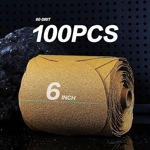 PSA Sanding Discs 6 Inch Adhesive Backed Sandpaper 100 Pack 100 Grit Self - Image 2